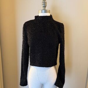 Divided Black Fuzzy Sweater